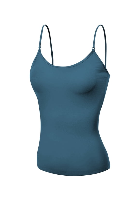 Basic Women Camisole Cami Built-In Shelf Bra Adjst Strap Tank Top - Junior Size
