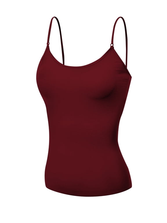 Basic Women Camisole Cami Built-In Shelf Bra Adjst Strap Tank Top - Junior Size
