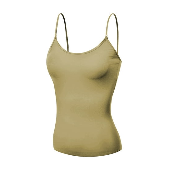 Basic Women Camisole Cami Built-In Shelf Bra Adjst Strap Tank Top - Junior Size