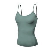 Basic Women Camisole Cami Built-In Shelf Bra Adjst Strap Tank Top - Junior Size