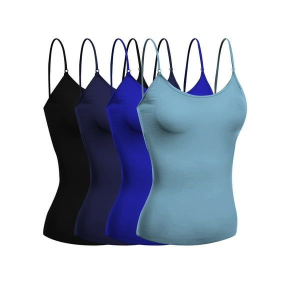 Basic Women Camisole Cami Built-In Shelf Bra Adjst Strap Tank Top - Junior Size
