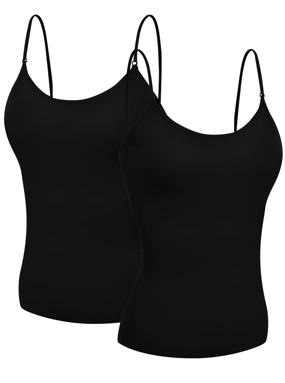 Buy Women's Cami Shaper Tank Top with Built in Bra Removable 2 Packs  (Black,Khaki, Medium) at