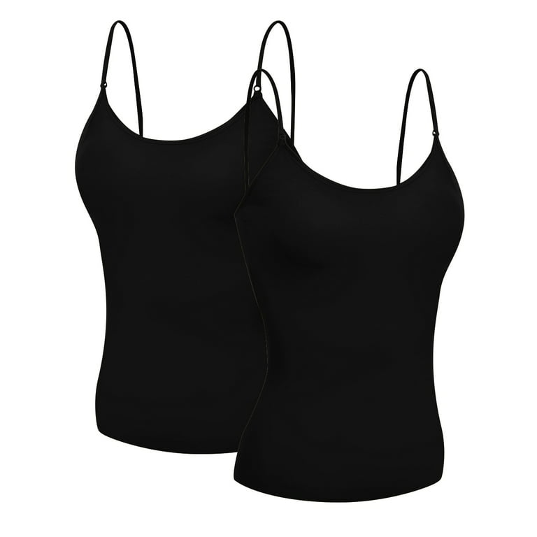 NanoEdge Present Women's Sports Bra Yoga Cami Tank Top with Built in Bra  Size (26 Till 32) Black Color