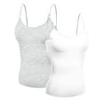 thumbnail image 1 of Basic Women Short Cami Built-In Shelf Bra - 2 Pk - White, H Gray, L, 1 of 6
