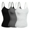 thumbnail image 1 of Basic Women Short Cami Built-In Shelf Bra - 3 Pk - Black, H Gray, Charcoal, Small, 1 of 5