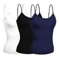 thumbnail image 1 of Basic Women Short Cami Built-In Shelf Bra - 3 Pk - Black, Navy, White, Small, 1 of 5
