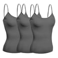 thumbnail image 1 of Basic Women Short Cami Built-In Shelf Bra - 3 Pk - Charcoal, Charcoal, Charcoal, Small, 1 of 4