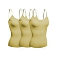 thumbnail image 1 of Basic Women Short Cami Built-In Shelf Bra - 3 Pk - Khaki, Khaki, Khaki, Medium, 1 of 4