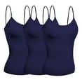 thumbnail image 1 of Basic Women Short Cami Built-In Shelf Bra - 3 Pk - Navy, Navy, Navy, Medium, 1 of 4
