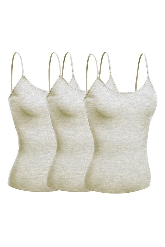 Basic Women Short Cami Built-In Shelf Bra - 3 Pk - Oat, Oat, Oat, Medium