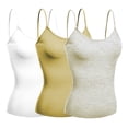 thumbnail image 1 of Basic Women Short Cami Built-In Shelf Bra - 3 Pk - White, Khaki, Oat, Medium, 1 of 5