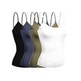 thumbnail image 1 of Basic Women Short Cami Built-In Shelf Bra - 4 Pk - Blk, Wht, Dnm Blu, Lgt Olv, L, 1 of 6