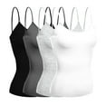 thumbnail image 1 of Basic Women Short Cami Built-In Shelf Bra - 4 Pk - Blk, Wht, H Gray, Chrcl, L, 1 of 6