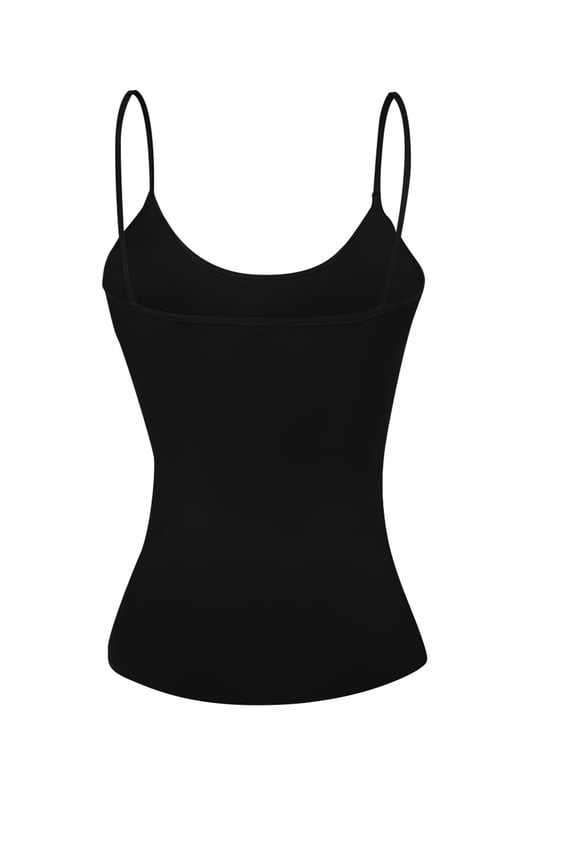 Basic Women Short Cami Built-In Shelf Bra - Black, M