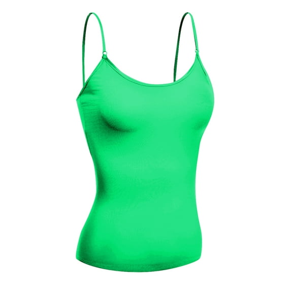 Basic Women Short Cami Built-In Shelf Bra - Emerald, Large