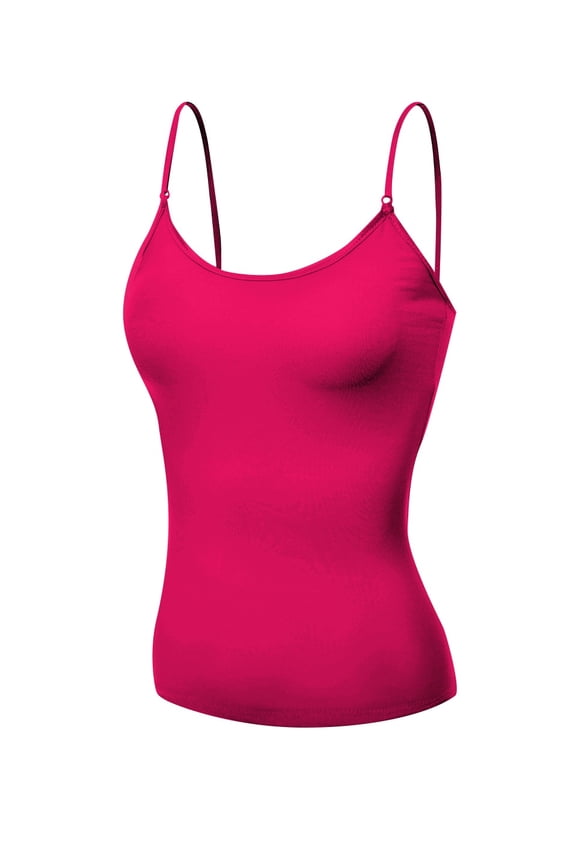 Basic Women Short Cami Built-In Shelf Bra - Fuchsia, L