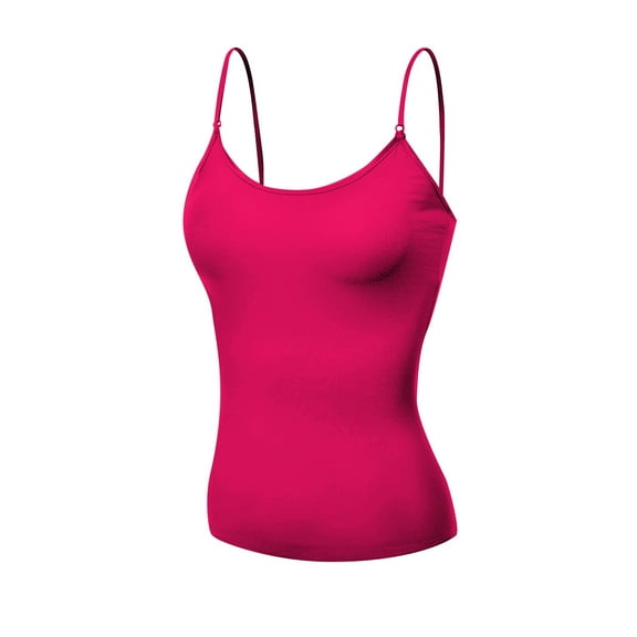 Basic Women Short Cami Built-In Shelf Bra - Fuchsia, M