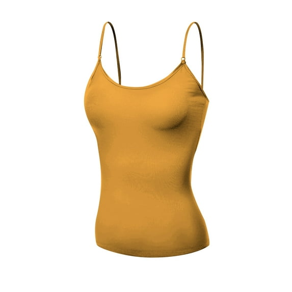 Basic Women Short Cami Built-In Shelf Bra - Gold Mustard, L