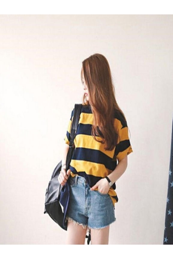 Basic Women T Shirt Striped Tops Short Sleeve Summer Fashion Loose Shirts
