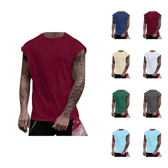 Basic Workout Tank Tops Men Lightweight Breathable Crewneck Muscle Sleeveless Shirt Athletic Running Gym Tanks