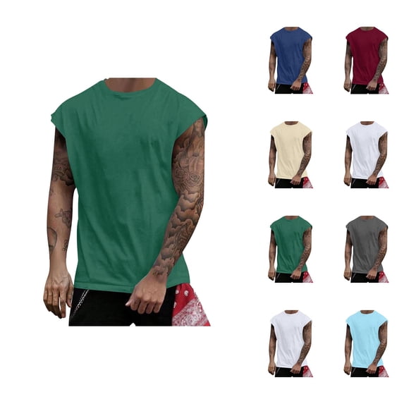 Basic Workout Tank Tops Men Lightweight Breathable Crewneck Muscle Sleeveless Shirt Athletic Running Gym Tanks
