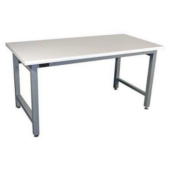 Basic Workstation Model Heavy Duty, White Plastic Laminate with 90 deg Rolled Front Edge, Light Gray Frame - 72 x 30 x 30 in.