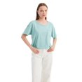 thumbnail image 1 of Basic Woven Round Neck Short Sleeve T-Shirt, 1 of 5