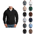 thumbnail image 1 of Basic Zip Up Hoodie Men Fall Winter Casual Long Sleeve Loose Fit Plain Hooded Sweatshirt with Pockets, 1 of 4