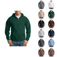 thumbnail image 1 of Basic Zip Up Hoodie Men Fall Winter Casual Long Sleeve Loose Fit Plain Hooded Sweatshirt with Pockets, 1 of 4