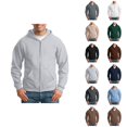 thumbnail image 1 of Basic Zip Up Hoodie Men Fall Winter Casual Long Sleeve Loose Fit Plain Hooded Sweatshirt with Pockets, 1 of 4