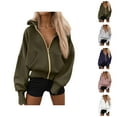 thumbnail image 1 of Basic Zip Up Hoodies for Women 2025 Fall Winter Full Zipper Baggy Hoodie with Pockets Hooded Sweatshirt Pullover Tops, 1 of 5