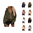 thumbnail image 1 of Basic Zip Up Hoodies for Women 2025 Fall Winter Long Sleeve Baggy Hoodie with Pockets Hooded Sweatshirt Pullover Tops, 1 of 5
