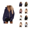 thumbnail image 1 of Basic Zip Up Hoodies for Women 2025 Fall Winter Long Sleeve Baggy Hoodie with Pockets Hooded Sweatshirt Pullover Tops, 1 of 5