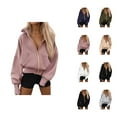 thumbnail image 1 of Basic Zip Up Hoodies for Women 2025 Fall Winter Long Sleeve Baggy Hoodie with Pockets Hooded Sweatshirt Pullover Tops, 1 of 5
