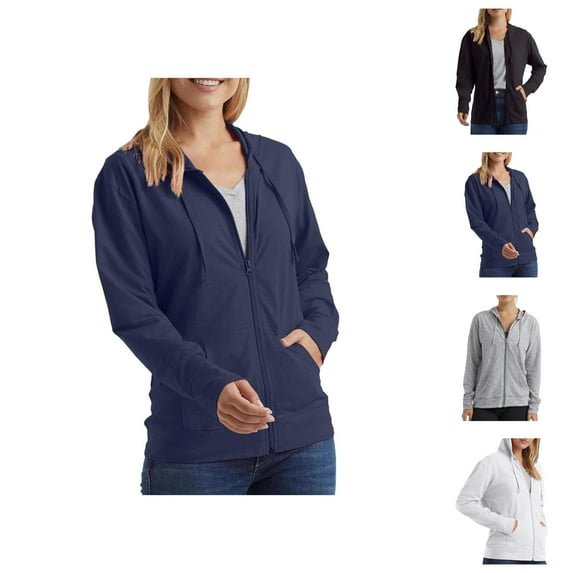 Basic Zip Up Hoodies for Women 2025 Long Sleeve Full Zipper Hoodie Jacket with Pockets Hooded Sweatshirt Pullover Tops