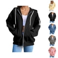 thumbnail image 1 of Basic Zip Up Hoodies for Women 2025 Long Sleeve Plain Slim Fit Hooded Sweatshirt with Pockets Jacket Coat, 1 of 8