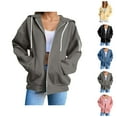 thumbnail image 1 of Basic Zip Up Hoodies for Women 2025 Long Sleeve Plain Slim Fit Hooded Sweatshirt with Pockets Jacket Coat, 1 of 8