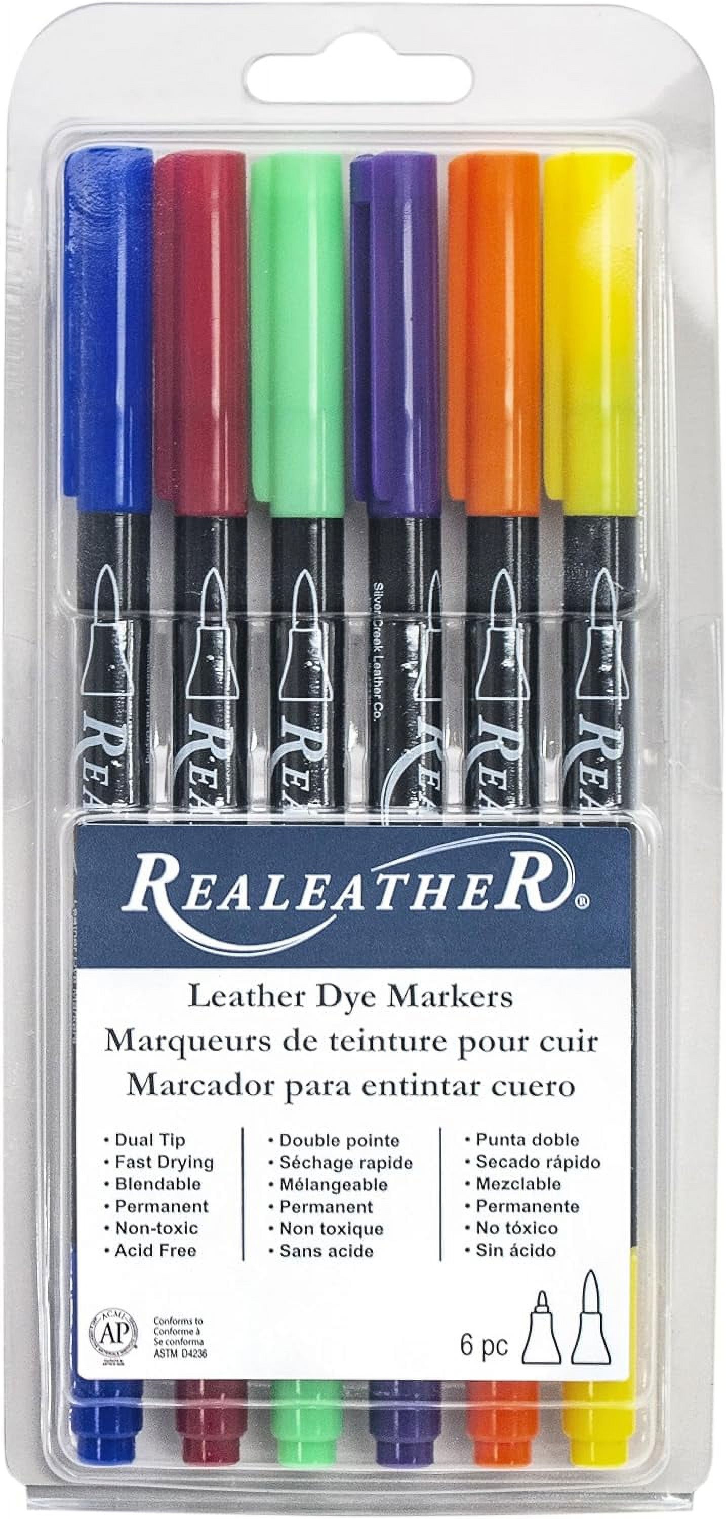 Basic lors Dual Tip Leather Dye Pens (6 Pack)