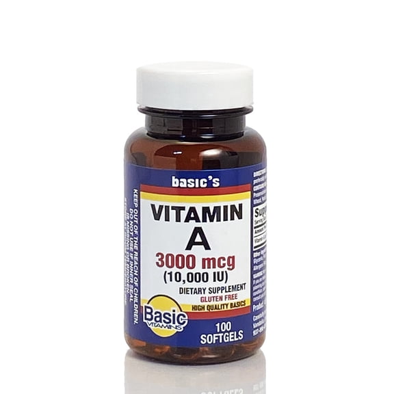 Basic's Vitamin A Softgels, 10,000 IU, 100 Count