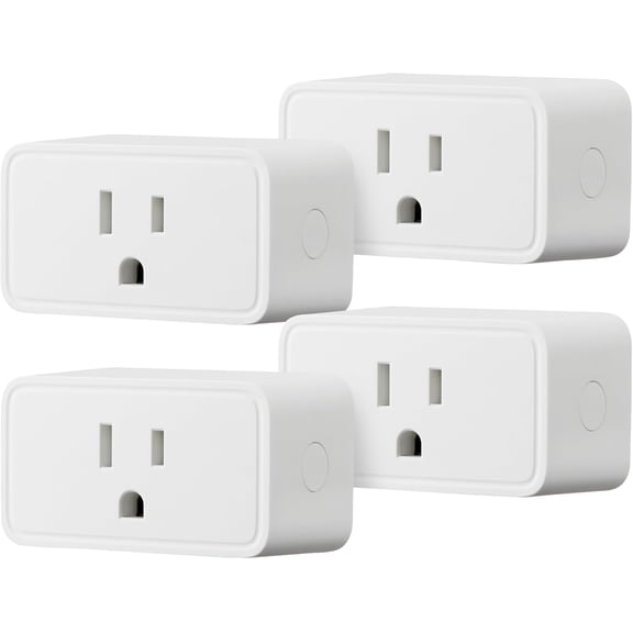 Basic smart plug, compatible only, voice control, remote control, timer, compact design, multi-functional, 2.4-, no central hub required, 4-pack, white