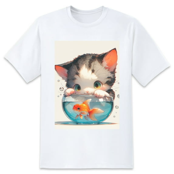 Basic top Tees For Women Loose Boyfriend ShirtsCat Casual Blouse round neck