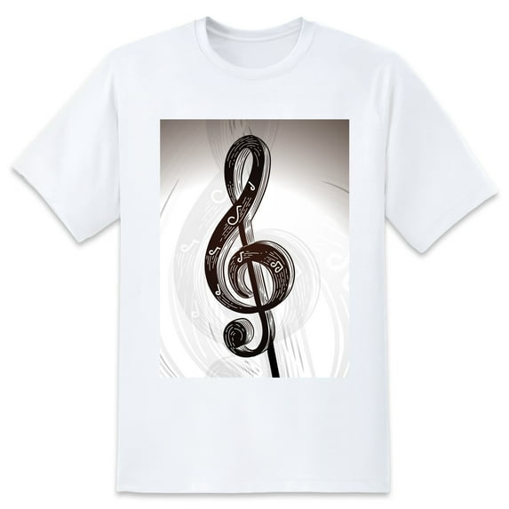 Basic top Tees For Women Loose Boyfriend ShirtsMusical Notation Grey Casual Blouse round neck
