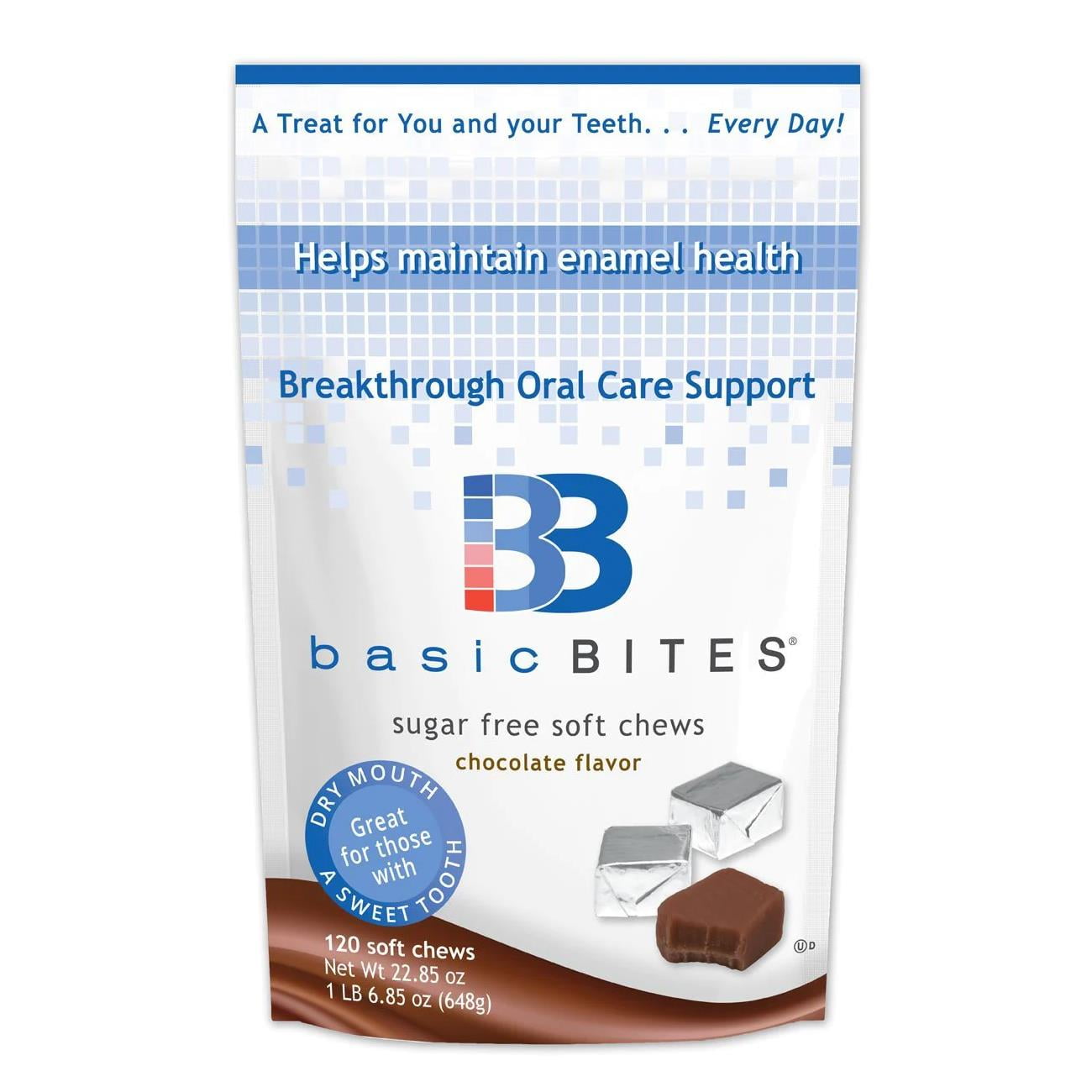 BasicBites Chocolate Soft Chews 120ct Dry Mouth Oral Care Enamel