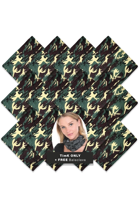 100% Cotton Head Wrap Bandanas 12 Pack with Tube Face Mask/Headband