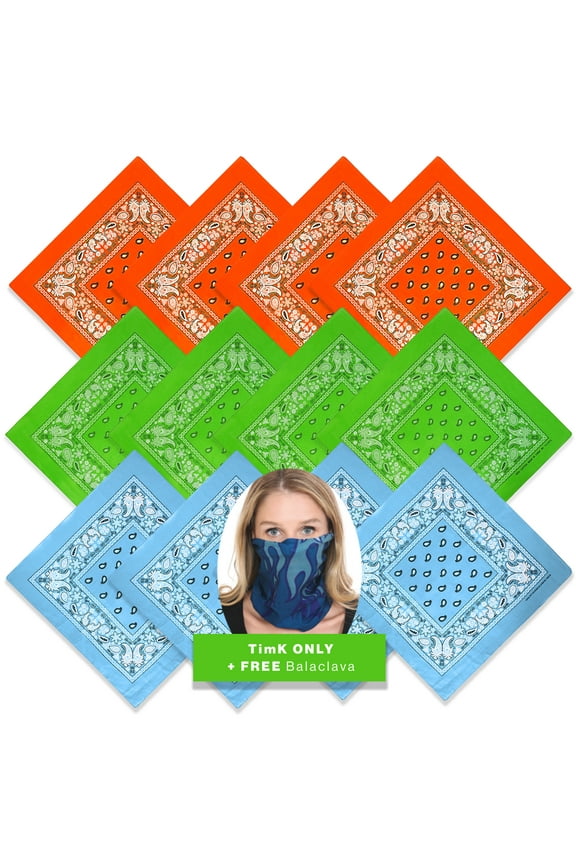 100% Cotton Head Wrap Bandanas 12 Pack