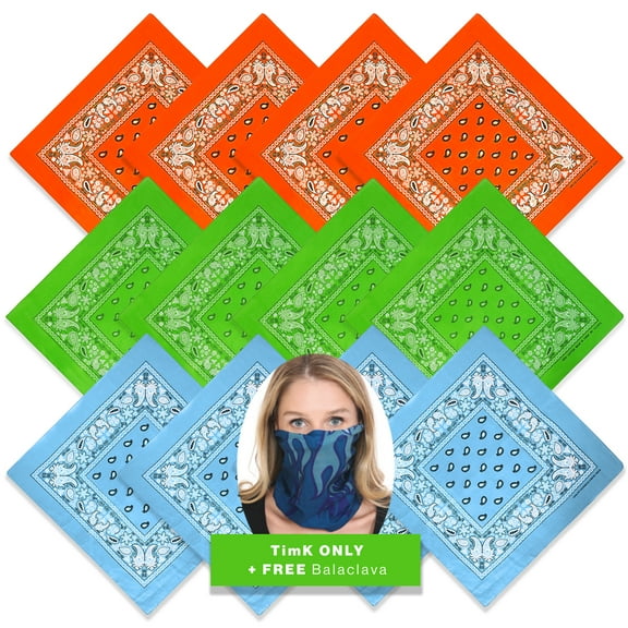 Innerest 100PercentageCotton Head Wrap Bandanas 12 Pack