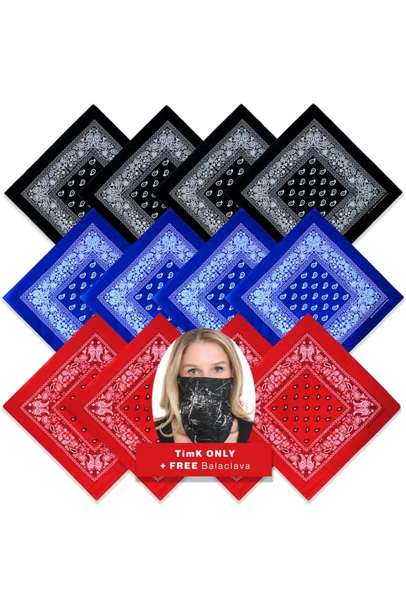 100% Cotton Head Wrap Bandanas 12 Pack