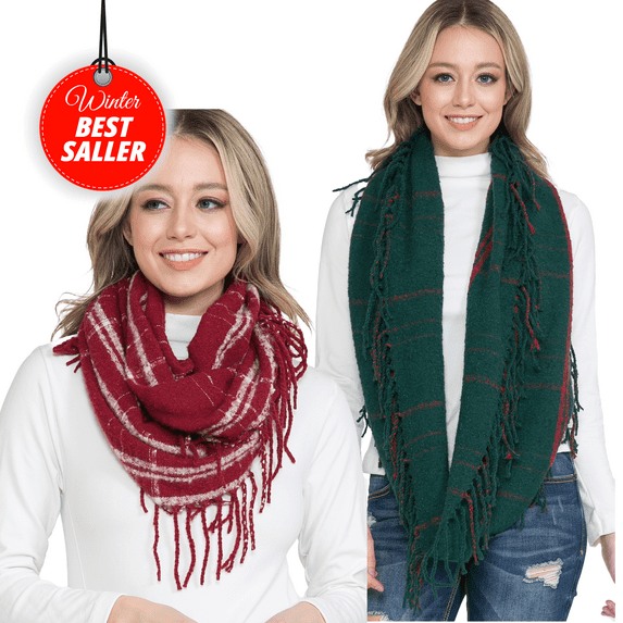 Basico 2PK Infinity Scarf for Women Adult Teen Girls | Scarves Set for Winter Cold weather I Gift for Women Mom Girlfriend Coworkers