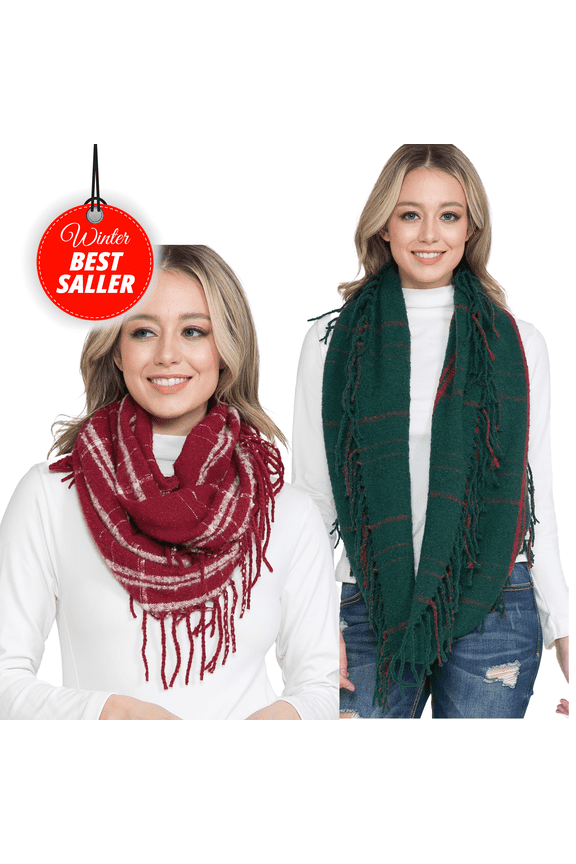 2PK Infinity Scarf for Women Adult Teen Girls | Scarves Set for Winter Cold weather I Gift for Women Mom Girlfriend Coworkers