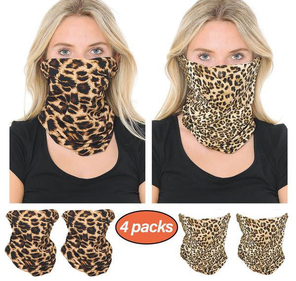 Basico - 4PK Leopard Print Multifunctional Neck Gaiter